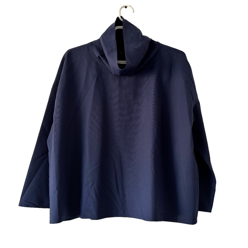 Club Monaco NWT navy 3/4 sleeve loose fit funnel neck top wool blend size S - Picture 2 of 13
